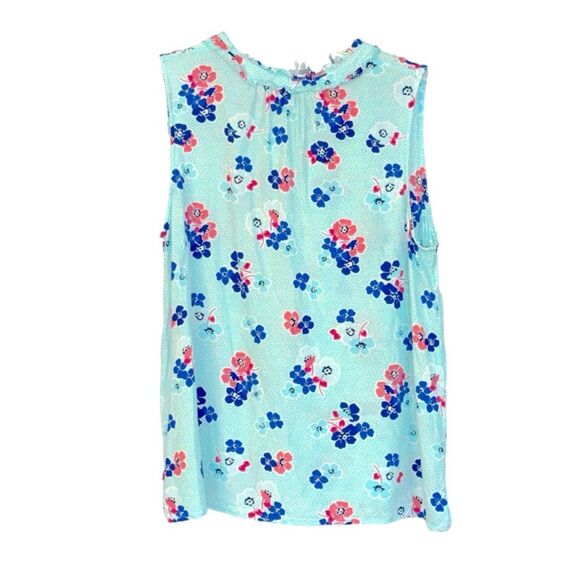 Talbots | Sleeveless Blue Floral Women’s Blouse Tank Top - Picture 4 of 16